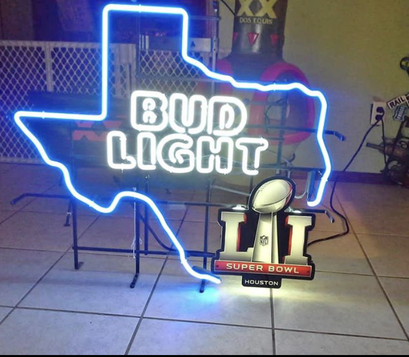Custom Bud Light Texas Super Bowl Neon Sign NFL Sports Neon Light Tube Neon Light