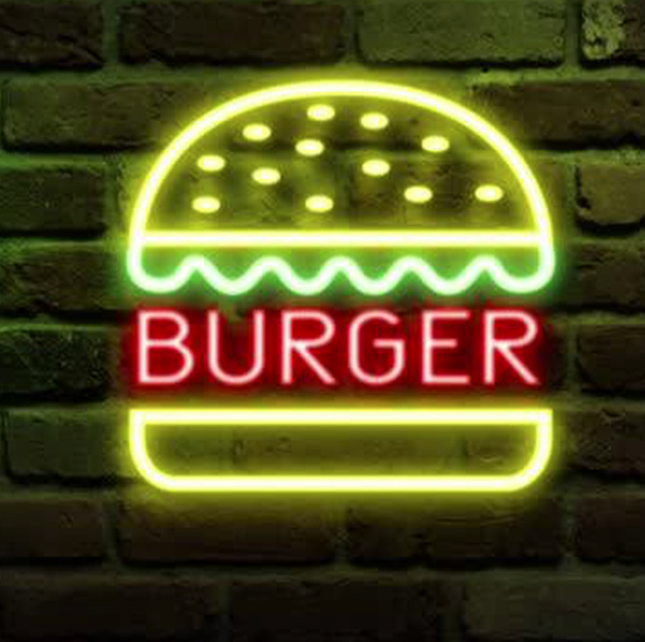 Custom Burger Neon Sign Real Neon Light